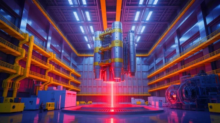 Illustration of China's massive laser fusion laboratory in Mianyang, generated by artificial intelligence.