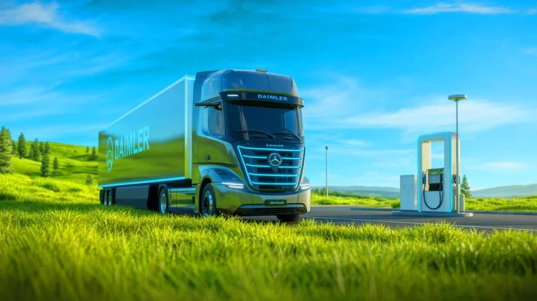 Illustration of a prototype GenH2 truck on its 1,000-kilometer-plus journey in Germany back in September 2023.