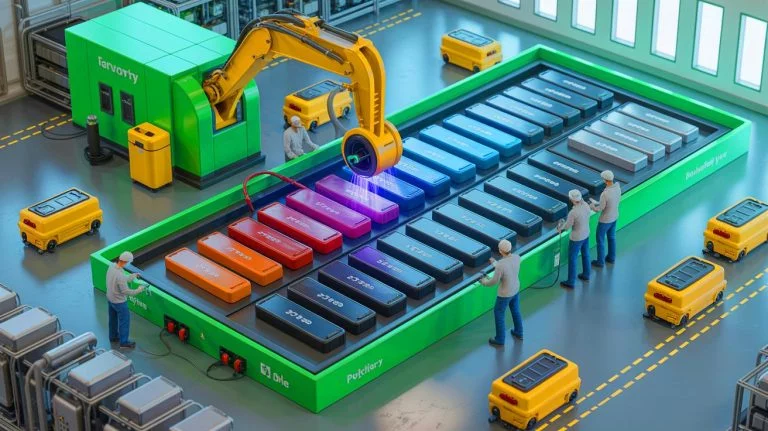 Illustration of a breakthrough lithium recovery process from spent EV batteries, created by artificial intelligence.