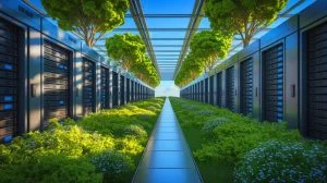 Illustration of the environmental impact of artificial intelligence.