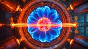 Illustration of the ITER central solenoid, a powerful magnet capable of levitating an aircraft carrier, generated by artificial intelligence.