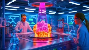 Illustration of the groundbreaking fusion of hydrogen and nitrogen for sustainable energy production, generated by artificial intelligence.