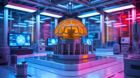 Illustration of the MARVEL Microreactor at Idaho National Laboratory undergoing successful coolant system testing.