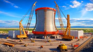 Illustration of the TerraPower Natrium advanced reactor project in Kemmerer, Wyoming. Image generated by AI.