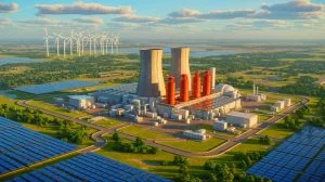 Illustration of the Natura Resources MSR-1 molten salt reactor project in Texas, highlighting its role in clean energy and water management. Image generated by AI.