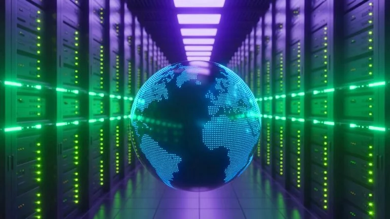Illustration of the significant energy consumption associated with artificial intelligence technologies, highlighting the environmental impact; this is an artificial illustration.