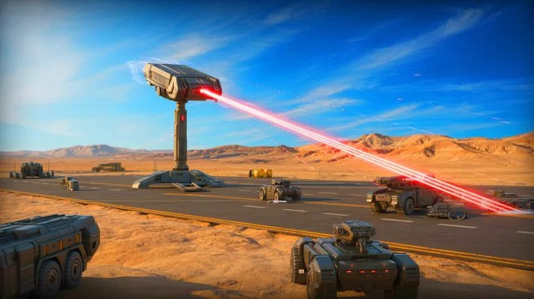 Illustration of the U.S. military's groundbreaking wireless energy transmission experiment, created by artificial intelligence.