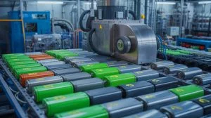 Illustration of an innovative, eco-friendly method for recycling lithium-ion batteries, generated by artificial intelligence.