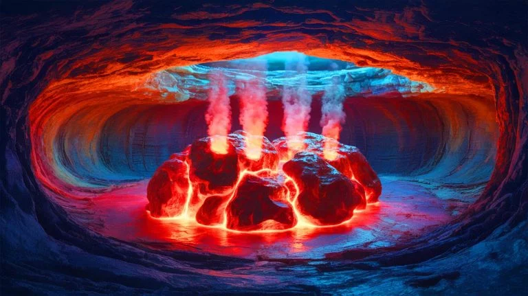 Illustration of the process of harnessing renewable energy from superhot rocks deep underground, generated by artificial intelligence.