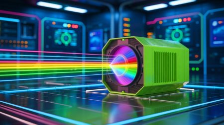 Illustration of a revolutionary laser amplifier technology designed to increase data transmission speeds, generated by artificial intelligence.