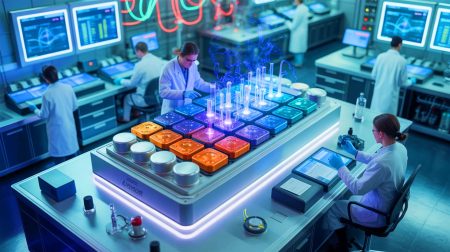 Illustration of a predictive model accurately forecasting lithium metal anode failures in battery technology, created by artificial intelligence.