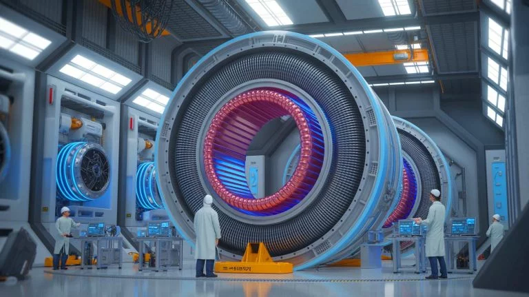 Illustration of the ITER project's central solenoid magnet, showcasing its potential to revolutionize energy generation; this is an artificial illustration.