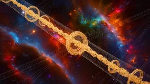 Illustration of the Quipu superstructure spanning over 1.3 billion light-years, generated by artificial intelligence.
