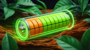 Illustration of lignin-based separators in lithium-ion batteries, highlighting their enhanced safety and sustainability, created by artificial intelligence.