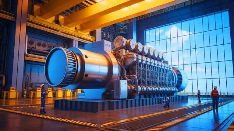 Illustration of China's 500 Megawatt Hydrogen-Cooled Generator, generated by artificial intelligence.