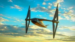 Illustration of Makani's innovative flying turbine concept for harnessing high-altitude wind power, generated by artificial intelligence.