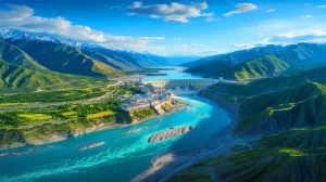 Illustration of the proposed Yarlung Tsangpo Hydroelectric Project in China, an artificial illustration.