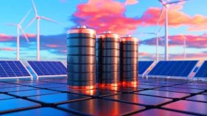 Illustration of manganese-based sodium-ion batteries enhanced with a copper upgrade, generated by artificial intelligence.
