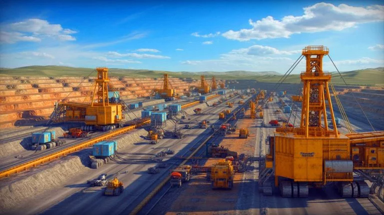 Illustration of China producing its first barrel of natural uranium from the 'National No 1 Uranium' project in Inner Mongolia, generated by artificial intelligence.