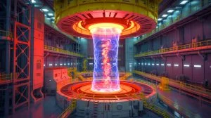 Illustration of France's record-setting plasma reaction at the CEA WEST Tokamak reactor, generated by artificial intelligence.