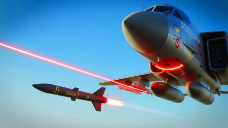 Illustration of the ASELSAN YILDIRIM 100 laser system blinding incoming infrared missiles, generated by artificial intelligence.