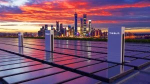Illustration of Tesla and China's collaboration on the world's largest energy project, generated by artificial intelligence.