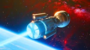 Illustration of NASA's innovative use of americium-241 in nuclear fuel technology for space exploration.