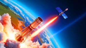“I’ve Never Seen Sky Move Like This”: China On Edge As US Cannon Blasts Hundreds Of Pancake Satellites Into Orbit At Once Illustration of SpinLaunch's centrifugal cannon technology for satellite deployment.