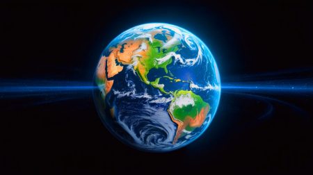 Illustration of Earth's rotation accelerating as it completes a rotation 1.51 milliseconds earlier on August 5, 2025.