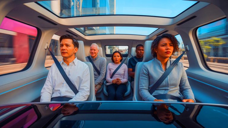 “Silent EV Ride Made Me Sick In Minutes”: Experts Blame Terrifying Lack Of Engine Cues For Surge In Passenger Motion Sickness Illustration of passengers experiencing motion sickness in a quiet electric vehicle.