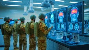 Illustration of Repeated Shock Wave Exposure Impact on Military Personnel's Brain Functionality.