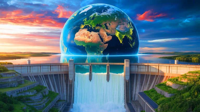 “Earth’s Axis Shifted 3.6 Feet From Dams”: Study Warns Massive Water Traps Have Altered Poles And Lowered Global Sea Levels By Nearly An Inch Illustration of the impact of dams on Earth's rotational axis and polar shift.