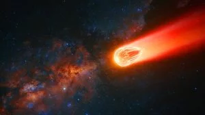 Illustration of an interstellar comet traveling through space.