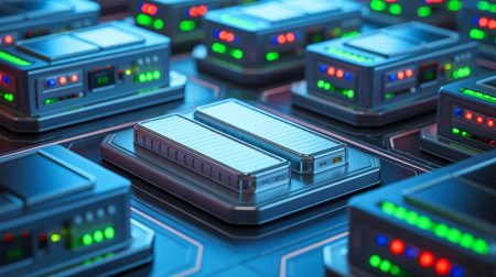 Illustration of a rechargeable battery innovatively using depleted uranium for energy storage.