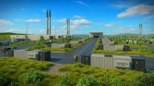Illustration of X-energy's XENITH microreactor designed for U.S. military installations.