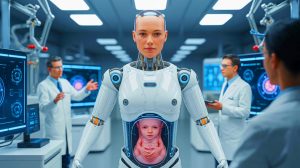 China’s 2026 Reveal Promises “Robots will carry life now” as Nation Unveils World’s First Pregnancy-Capable Humanoid Prototype Illustration of a humanoid robot designed for pregnancy simulation.