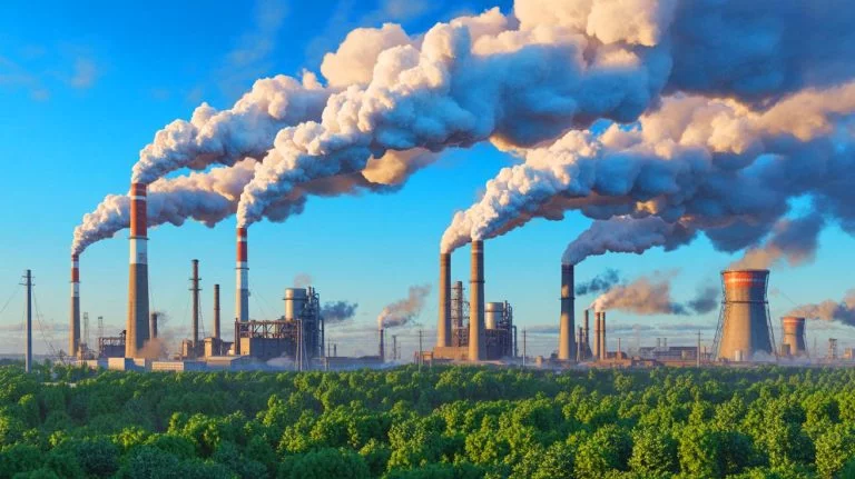 Putin Stuns World as “Black Skies Win Over Green Goals” With New Law Boosting Russia’s Emissions Illustration of Russia increasing its greenhouse gas emissions by 20% by 2035 under the authorization of Vladimir Putin.