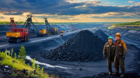 Illustration of the challenges facing Russia's coal industry amid geopolitical tensions and market shifts.