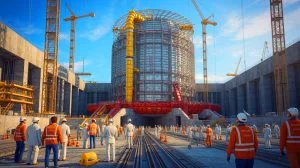Illustration of the International Thermonuclear Experimental Reactor under construction in Provence, France.
