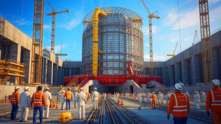Illustration of the International Thermonuclear Experimental Reactor under construction in Provence, France.