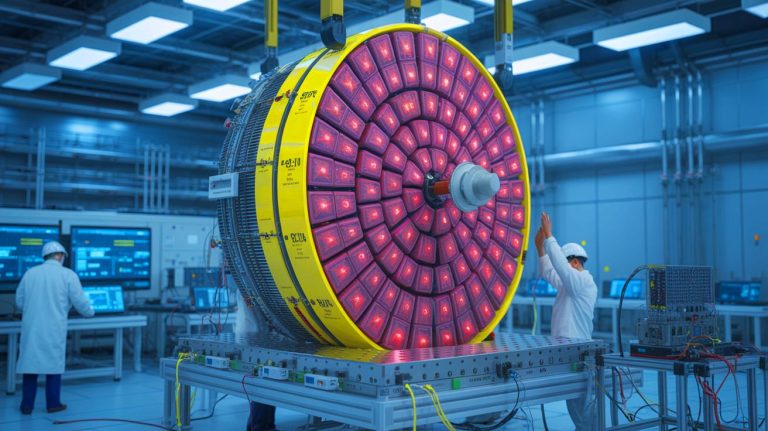 Illustration of the Gamma-Ray Energy Tracking Array (GRETA) nuclear detector at the Facility for Rare Isotope Beams (FRIB).