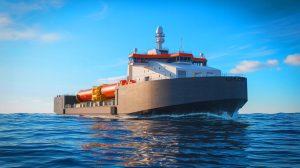 Illustration of China's first carrier rocket maritime recovery ship, Xingji Guihang, enhancing reusable rocket technology.