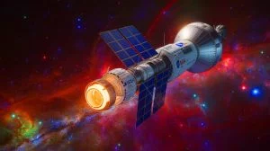Illustration of NASA's innovative americium-241 nuclear fuel technology for deep space exploration.