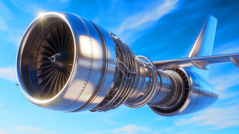 Illustration of China's first fully 3D-printed turbojet engine undergoing a successful test flight.