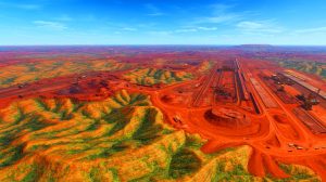 Illustration of the discovery of the world's largest iron ore deposit in Western Australia's Pilbara region.