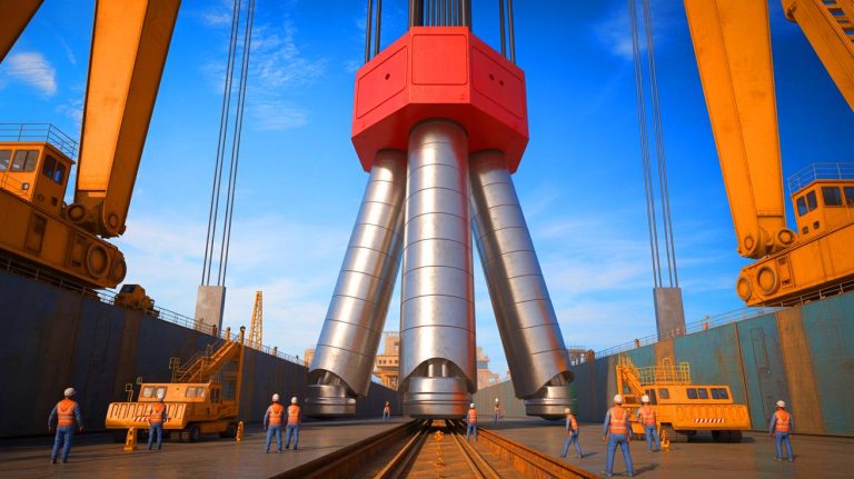 Chinese Jack Stuns World as “Titan Arm Heaves 1,000 Elephants’ Weight” in Unprecedented 28-Meter Engineering Feat Illustration of the world's largest hydraulic jack developed by China for maritime infrastructure projects.