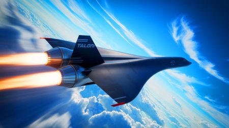 Illustration of the Talon-A hypersonic test vehicle equipped with advanced H13 engines for high-speed aerospace innovation.