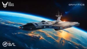 Illustration of the orbital aircraft carrier project by Gravitics in collaboration with the U.S. Space Force.