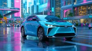 Illustration of Toyota's innovative hydrogen fuel-cell technology and record-breaking engine advancements.