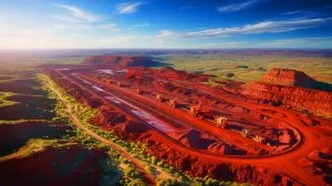Illustration of the discovery of the world's largest iron ore deposit in Western Australia's Pilbara region.